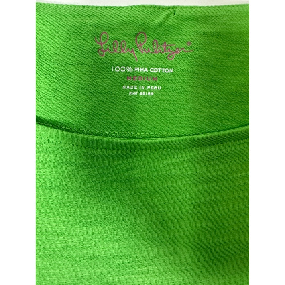 Lilly Pulitzer Lime Green Pima Cotton Shift Dress Halloween 3/4 Sleeve M - Picture 8 of 9